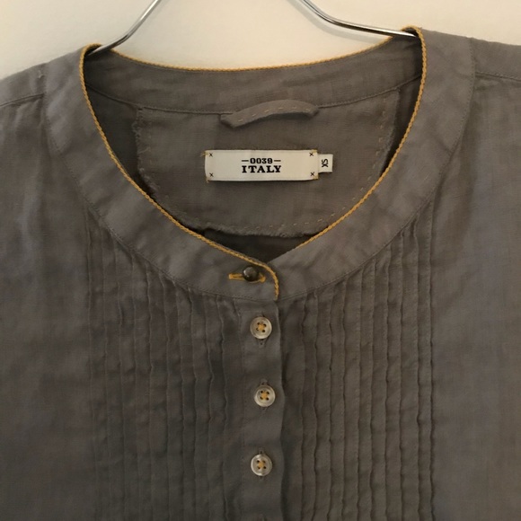 EUC 0039 Italian linen buttondown tunic top - Picture 2 of 7